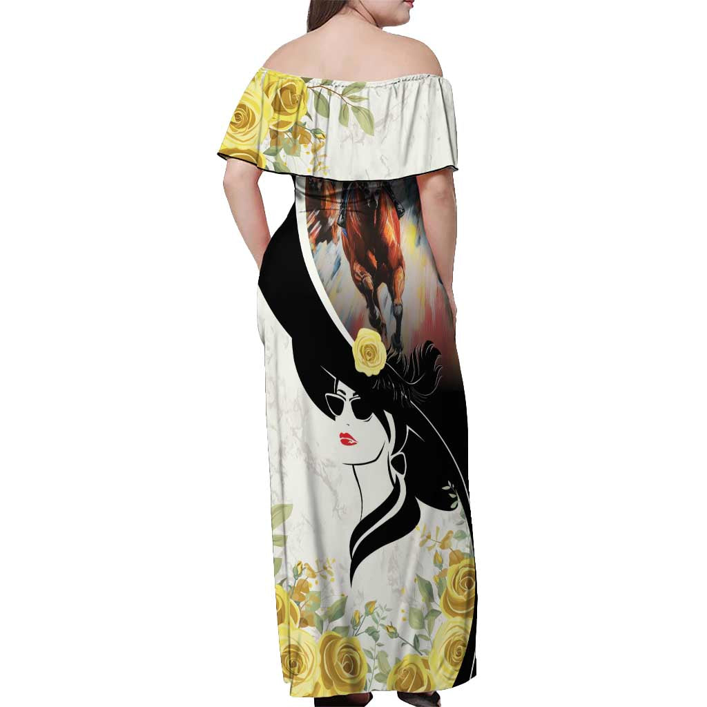 Melbourne Horse Racing Off Shoulder Maxi Dress Derby Day