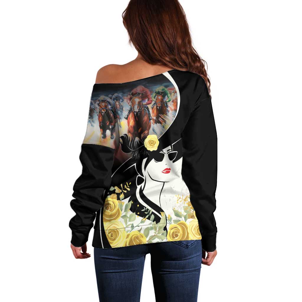 Melbourne Horse Racing Off Shoulder Sweater Derby Day