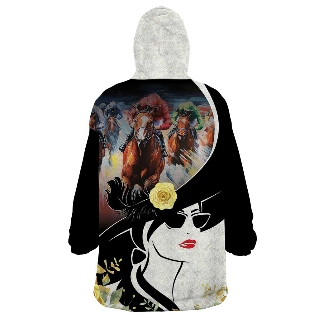 Melbourne Horse Racing Wearable Blanket Hoodie Derby Day