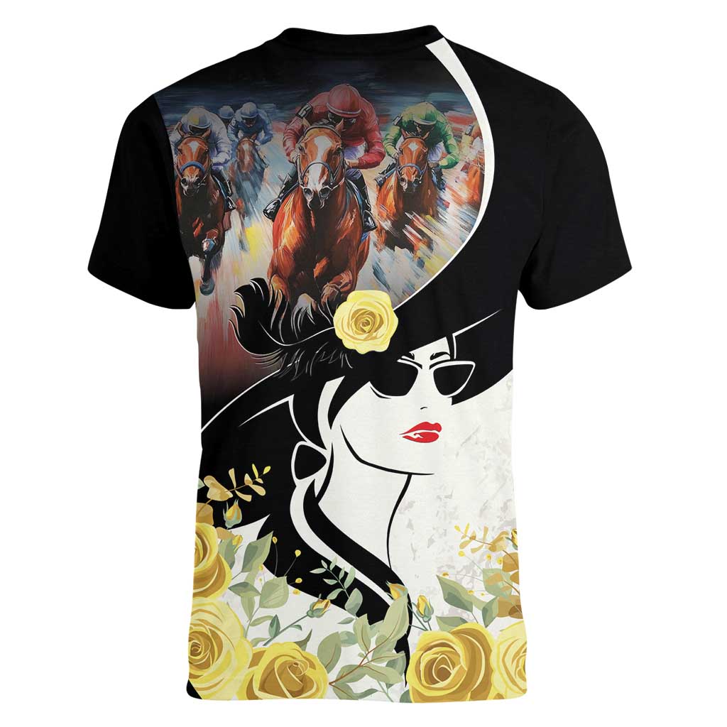 Melbourne Horse Racing Women V-Neck T-Shirt Derby Day