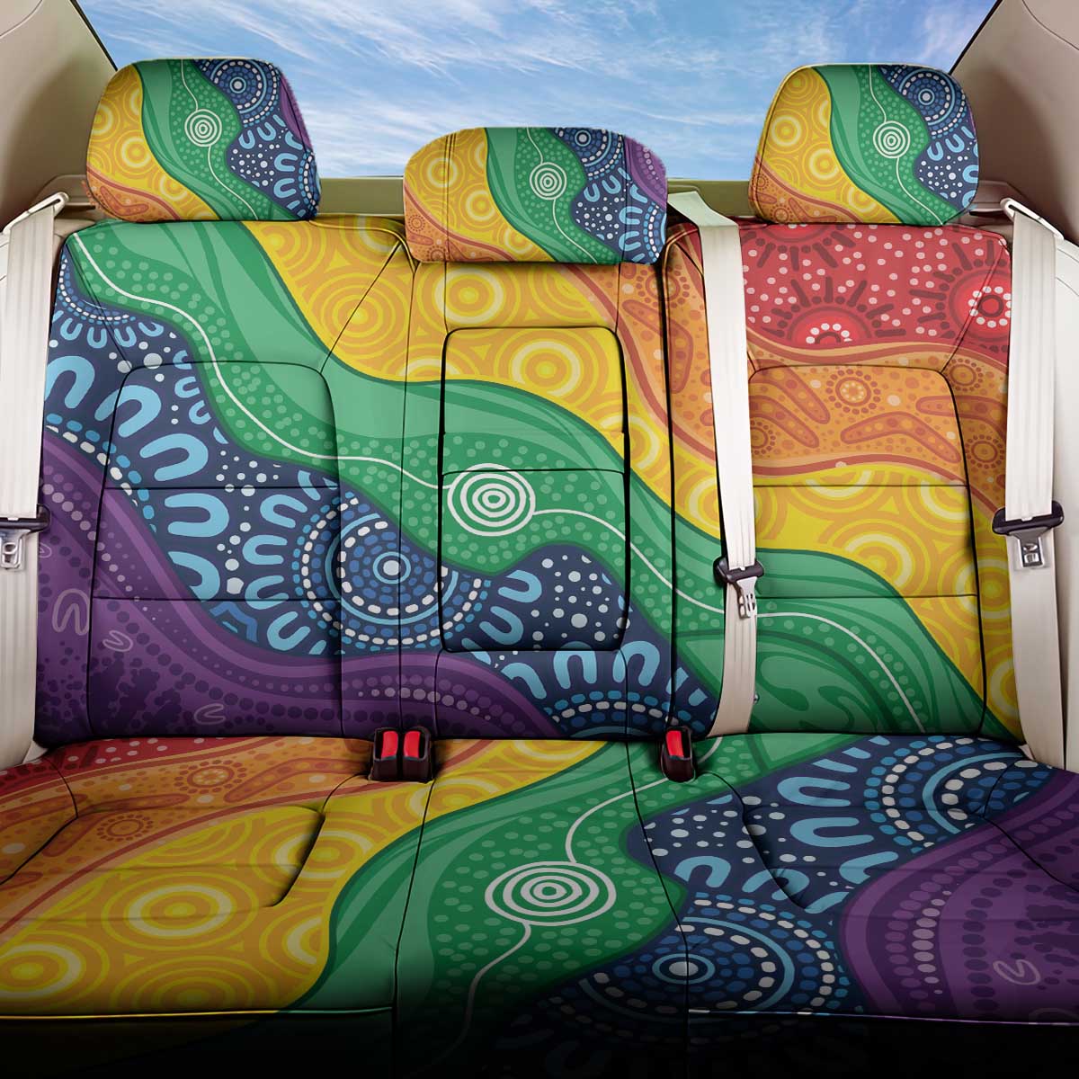 Australia First Nation LGBTQ+ Back Car Seat Cover Aboriginal Rainbow Flag