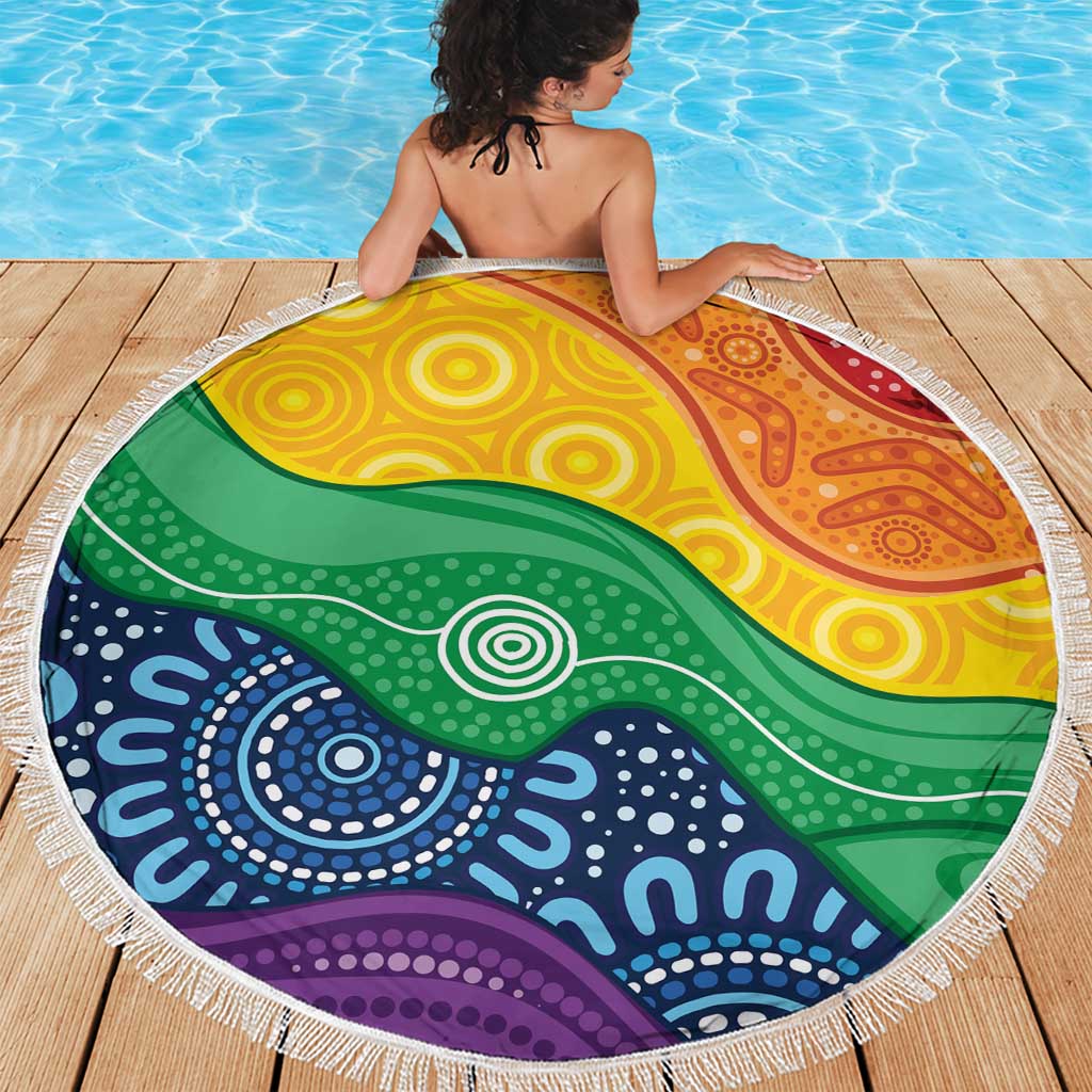 Australia First Nation LGBTQ+ Beach Blanket Aboriginal Rainbow Flag