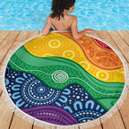 Australia First Nation LGBTQ+ Beach Blanket Aboriginal Rainbow Flag