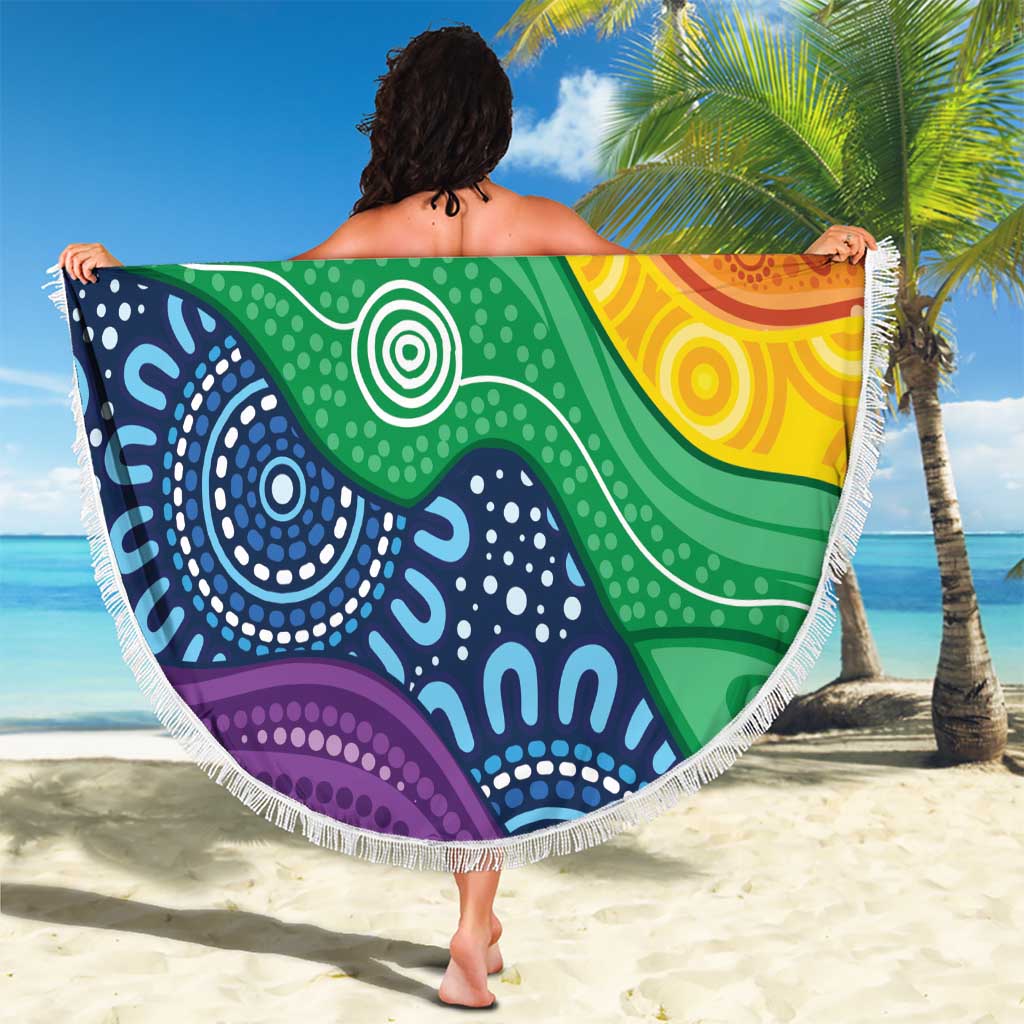 Australia First Nation LGBTQ+ Beach Blanket Aboriginal Rainbow Flag