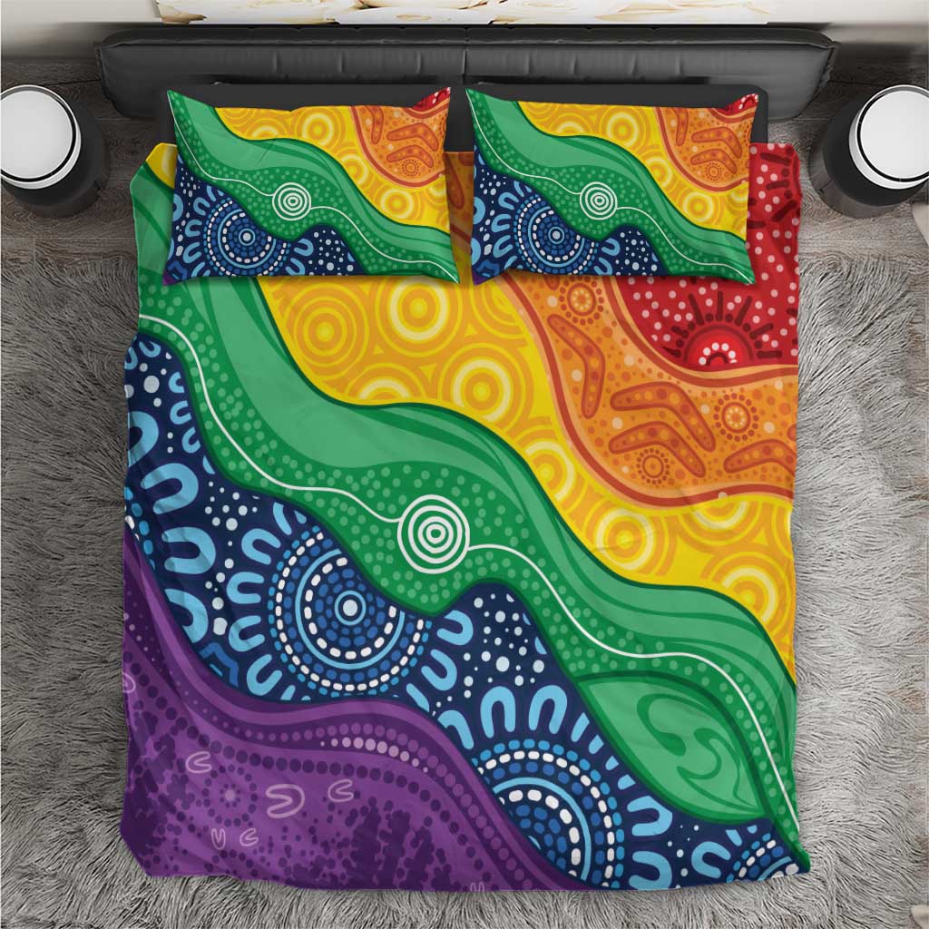 Australia First Nation LGBTQ+ Bedding Set Aboriginal Rainbow Flag