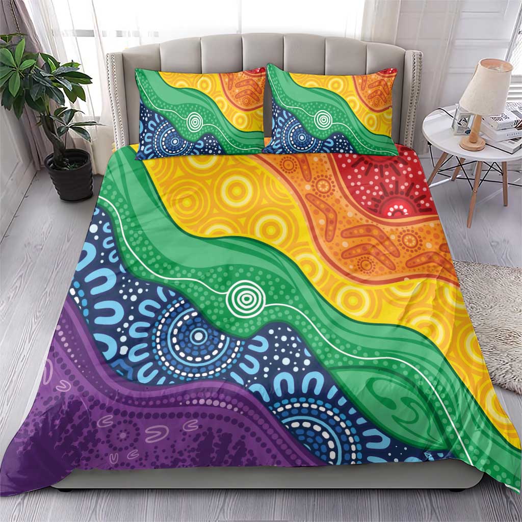 Australia First Nation LGBTQ+ Bedding Set Aboriginal Rainbow Flag