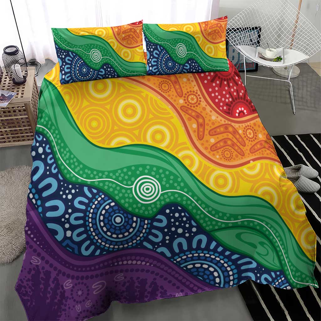 Australia First Nation LGBTQ+ Bedding Set Aboriginal Rainbow Flag