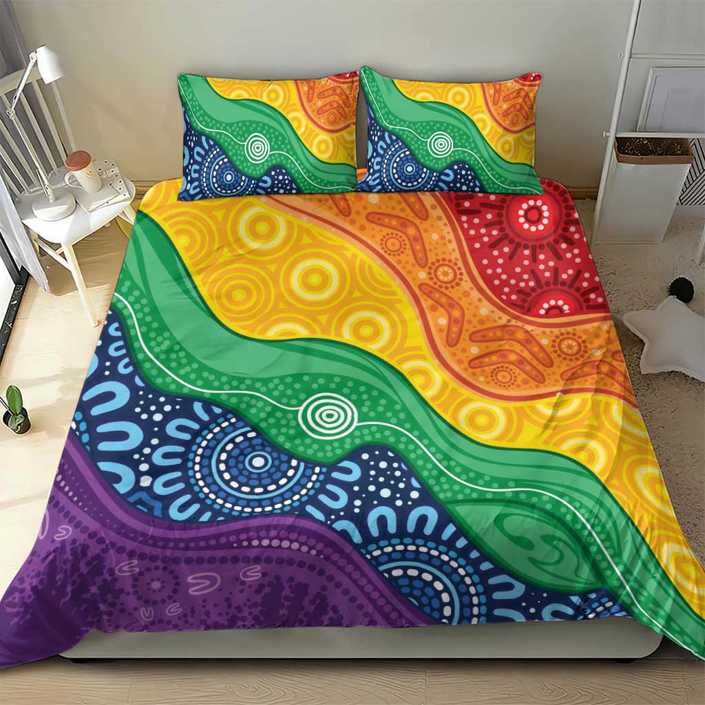 Australia First Nation LGBTQ+ Bedding Set Aboriginal Rainbow Flag