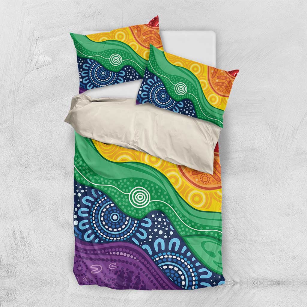 Australia First Nation LGBTQ+ Bedding Set Aboriginal Rainbow Flag