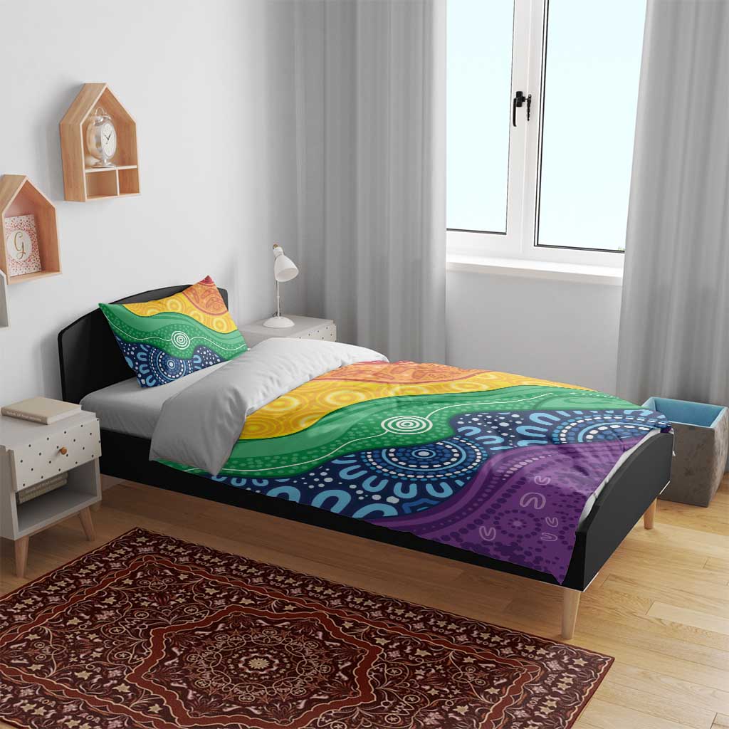 Australia First Nation LGBTQ+ Bedding Set Aboriginal Rainbow Flag