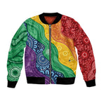 Australia First Nation LGBTQ+ Bomber Jacket Aboriginal Rainbow Flag
