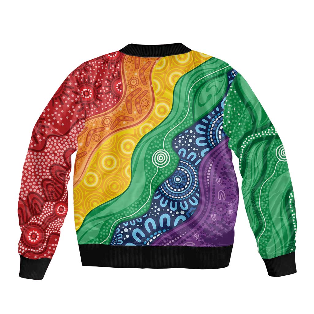 Australia First Nation LGBTQ+ Bomber Jacket Aboriginal Rainbow Flag