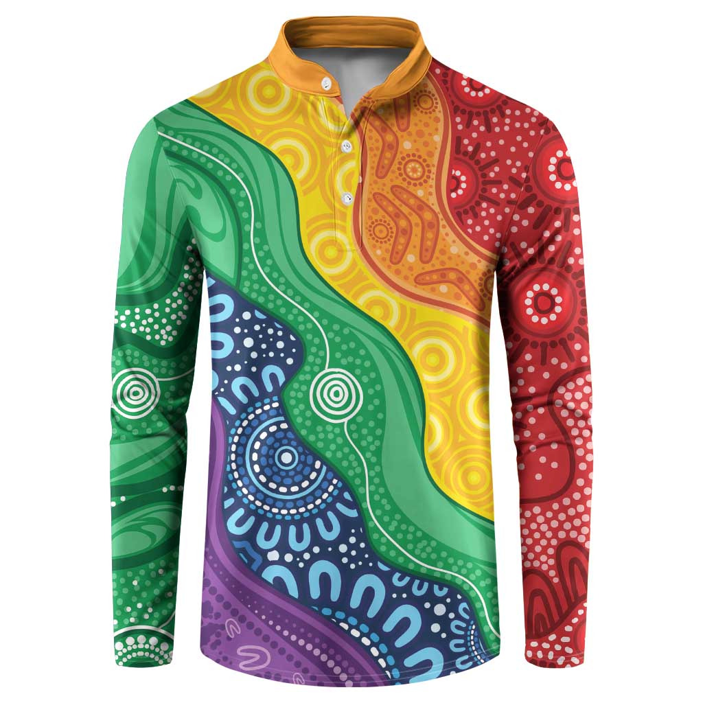 Australia First Nation LGBTQ+ Button Sweatshirt Aboriginal Rainbow Flag