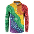 Australia First Nation LGBTQ+ Button Sweatshirt Aboriginal Rainbow Flag