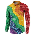 Australia First Nation LGBTQ+ Button Sweatshirt Aboriginal Rainbow Flag