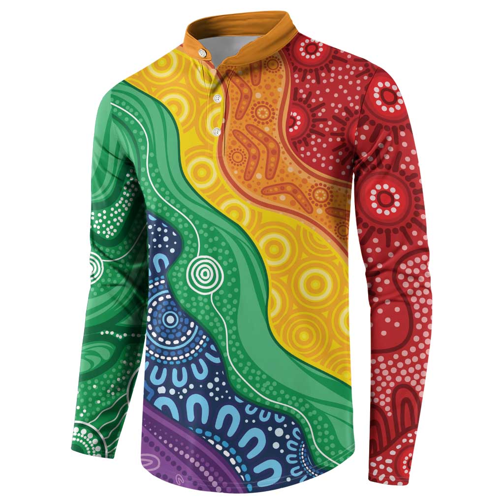 Australia First Nation LGBTQ+ Button Sweatshirt Aboriginal Rainbow Flag