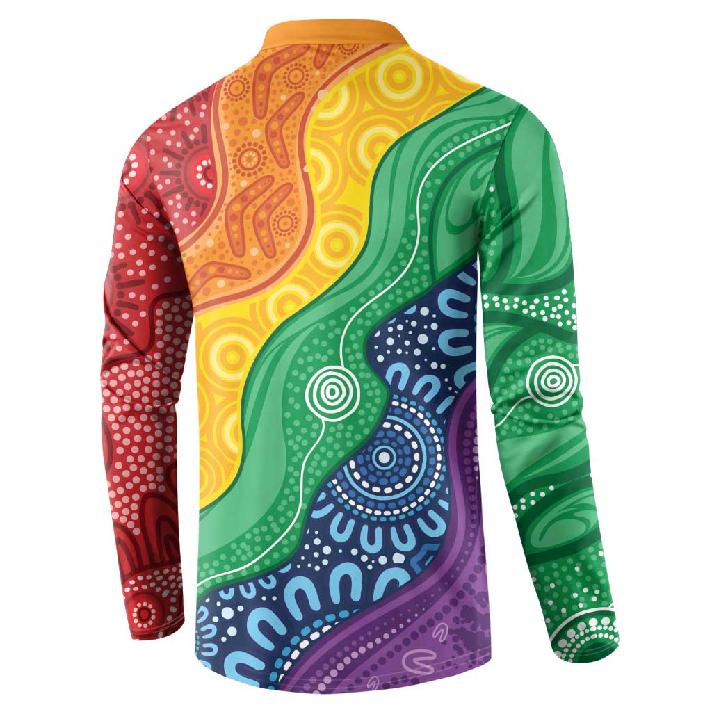 Australia First Nation LGBTQ+ Button Sweatshirt Aboriginal Rainbow Flag