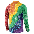 Australia First Nation LGBTQ+ Button Sweatshirt Aboriginal Rainbow Flag