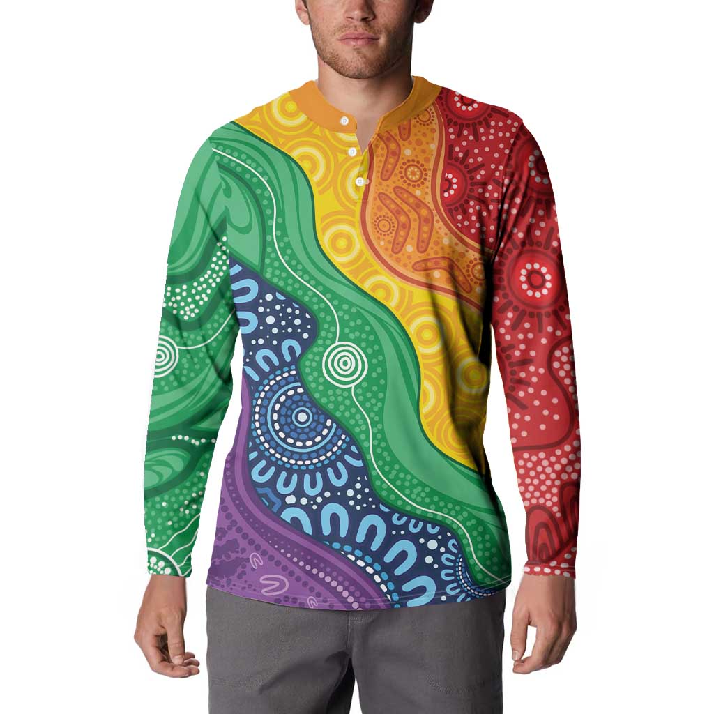 Australia First Nation LGBTQ+ Button Sweatshirt Aboriginal Rainbow Flag