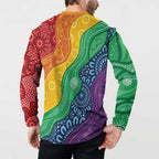 Australia First Nation LGBTQ+ Button Sweatshirt Aboriginal Rainbow Flag