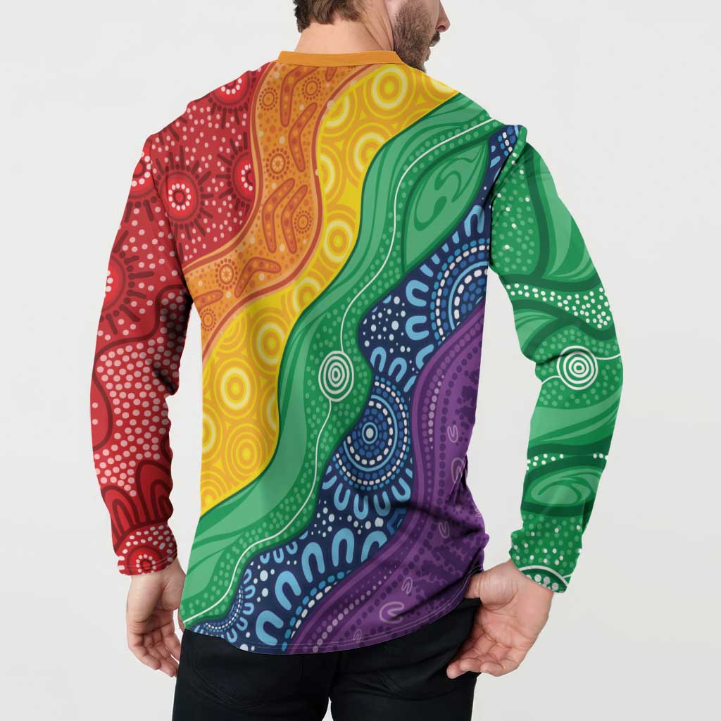 Australia First Nation LGBTQ+ Button Sweatshirt Aboriginal Rainbow Flag