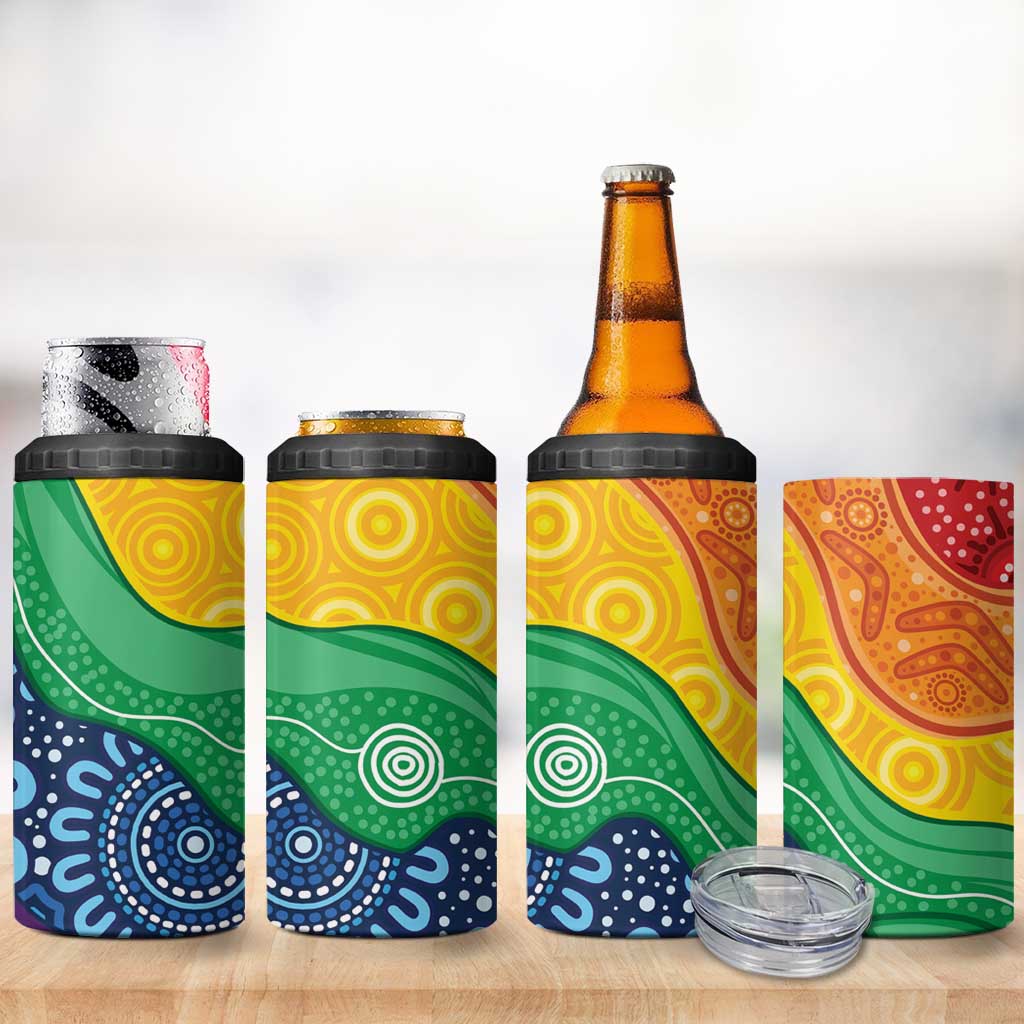 Australia First Nation LGBTQ+ 4 in 1 Can Cooler Tumbler Aboriginal Rainbow Flag