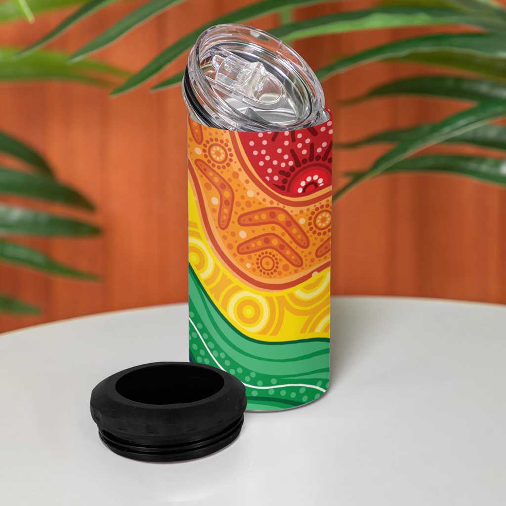 Australia First Nation LGBTQ+ 4 in 1 Can Cooler Tumbler Aboriginal Rainbow Flag