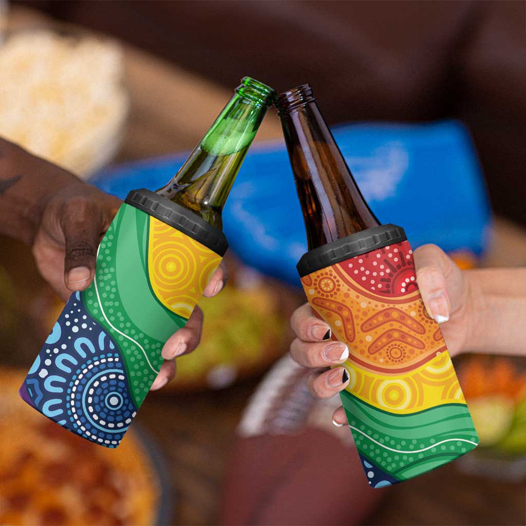 Australia First Nation LGBTQ+ 4 in 1 Can Cooler Tumbler Aboriginal Rainbow Flag