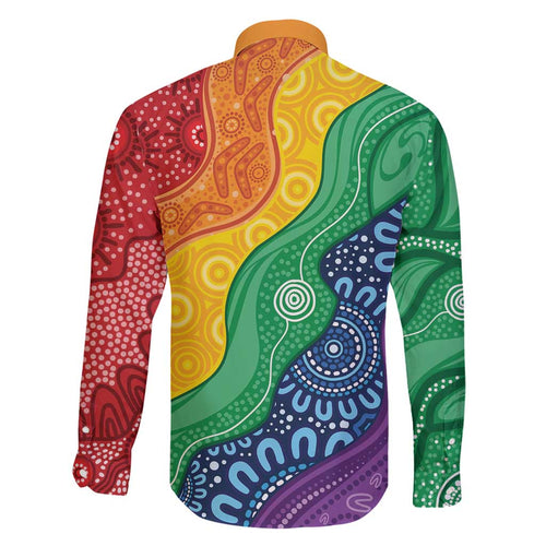 Australia First Nation LGBTQ+ Family Matching Short Sleeve Bodycon Dress and Hawaiian Shirt Aboriginal Rainbow Flag