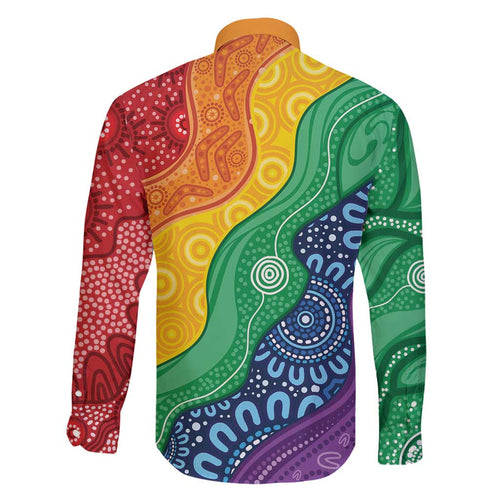Australia First Nation LGBTQ+ Family Matching Tank Maxi Dress and Hawaiian Shirt Aboriginal Rainbow Flag