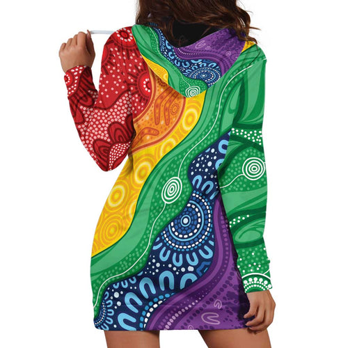 Australia First Nation LGBTQ+ Hoodie Dress Aboriginal Rainbow Flag