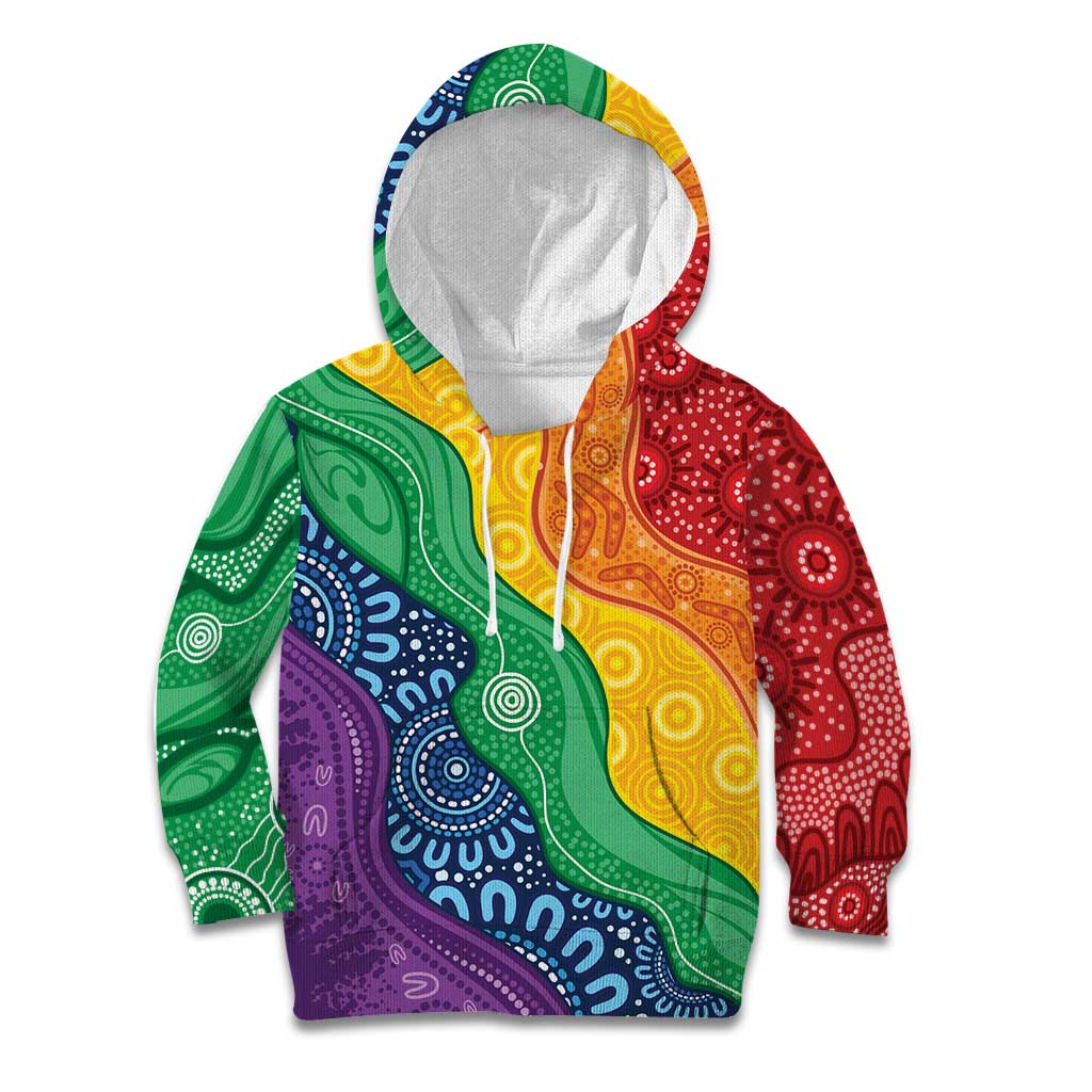Australia First Nation LGBTQ+ Kid Hoodie Aboriginal Rainbow Flag