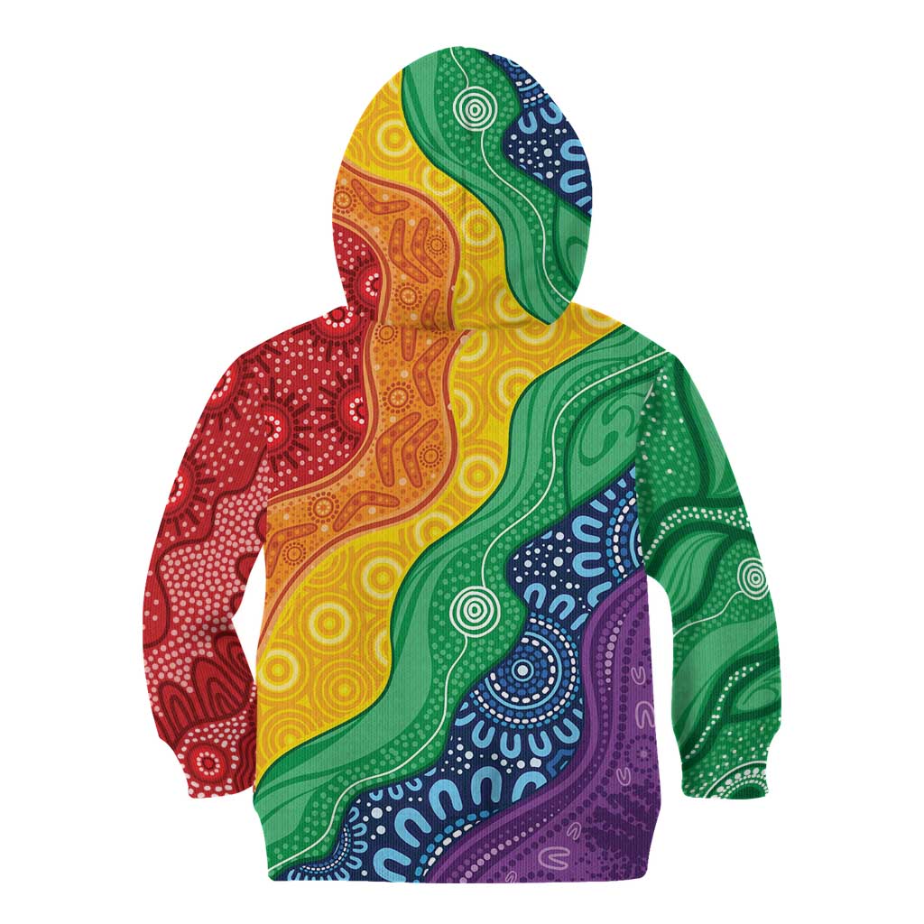 Australia First Nation LGBTQ+ Kid Hoodie Aboriginal Rainbow Flag