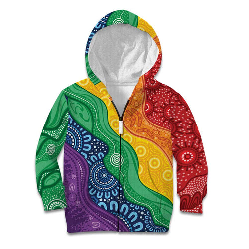 Australia First Nation LGBTQ+ Kid Hoodie Aboriginal Rainbow Flag