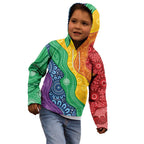 Australia First Nation LGBTQ+ Kid Hoodie Aboriginal Rainbow Flag