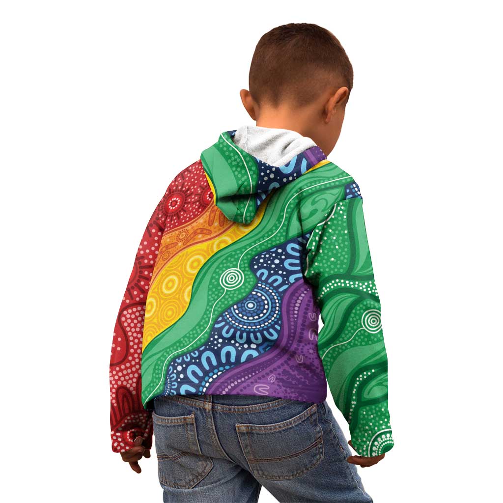Australia First Nation LGBTQ+ Kid Hoodie Aboriginal Rainbow Flag