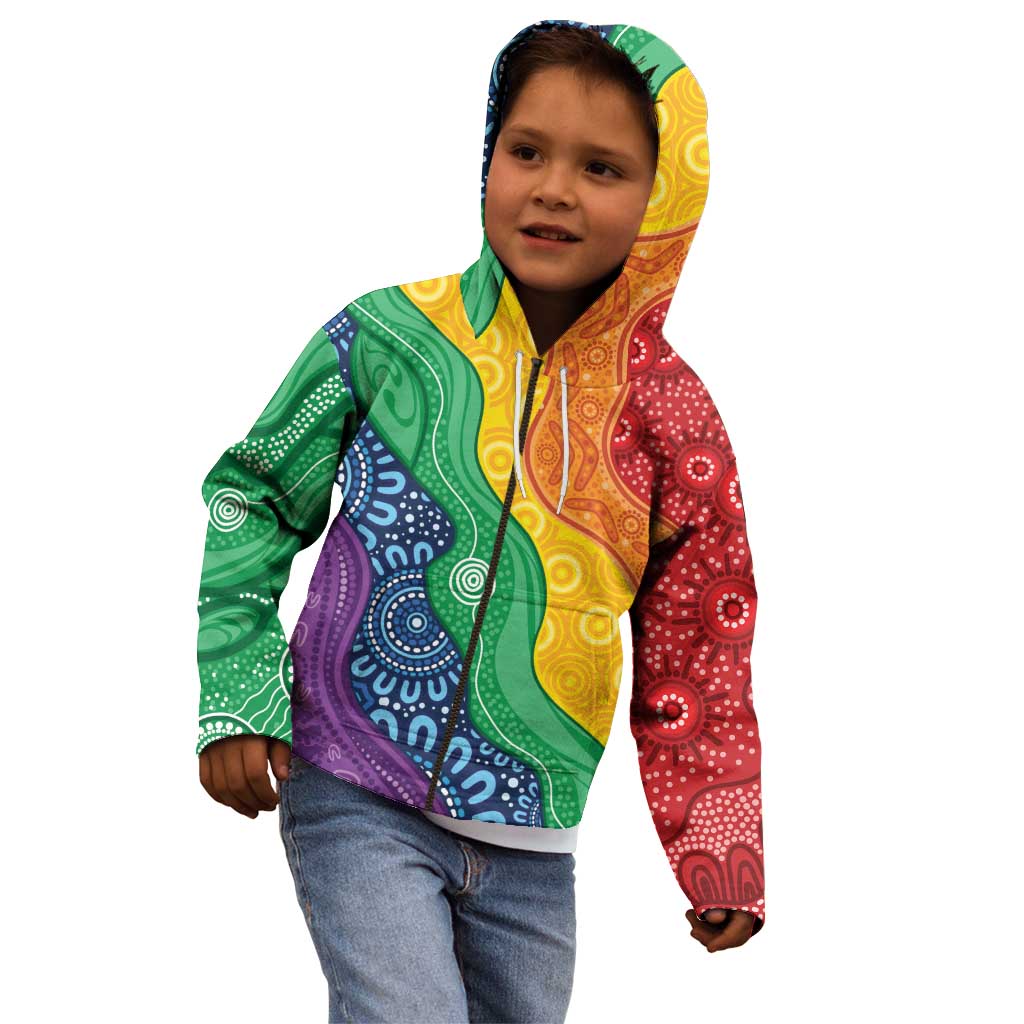 Australia First Nation LGBTQ+ Kid Hoodie Aboriginal Rainbow Flag