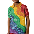 Australia First Nation LGBTQ+ Kid Polo Shirt Aboriginal Rainbow Flag
