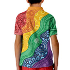 Australia First Nation LGBTQ+ Kid Polo Shirt Aboriginal Rainbow Flag