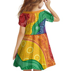Australia First Nation LGBTQ+ Kid Short Sleeve Dress Aboriginal Rainbow Flag