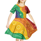 Australia First Nation LGBTQ+ Kid Short Sleeve Dress Aboriginal Rainbow Flag