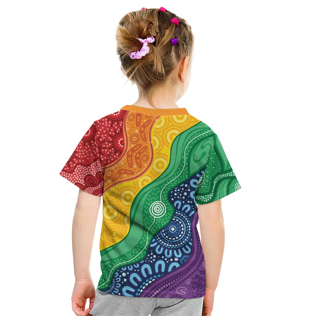 Australia First Nation LGBTQ+ Kid T Shirt Aboriginal Rainbow Flag