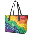 Australia First Nation LGBTQ+ Leather Tote Bag Aboriginal Rainbow Flag