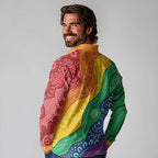 Australia First Nation LGBTQ+ Long Sleeve Polo Shirt Aboriginal Rainbow Flag