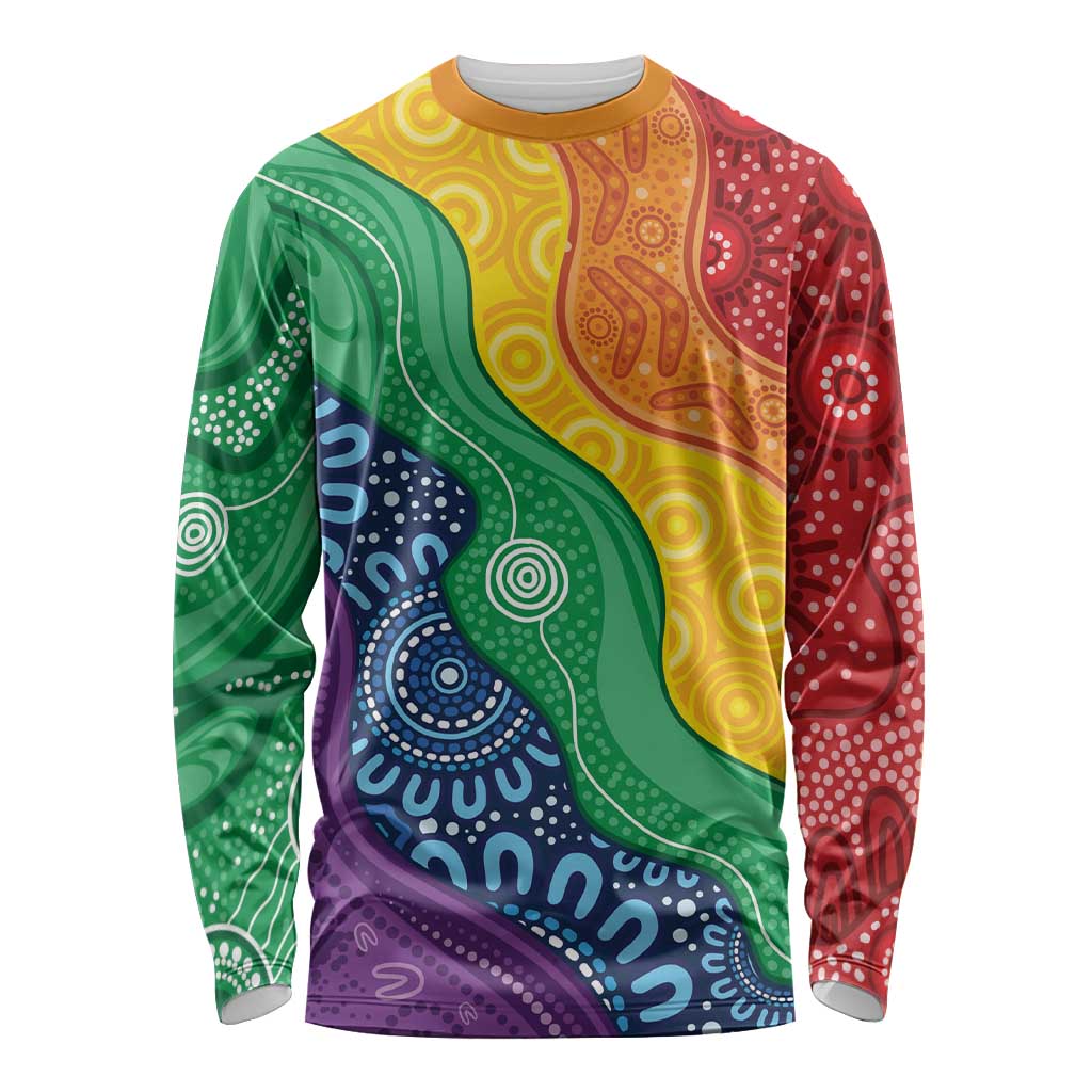 Australia First Nation LGBTQ+ Long Sleeve Shirt Aboriginal Rainbow Flag