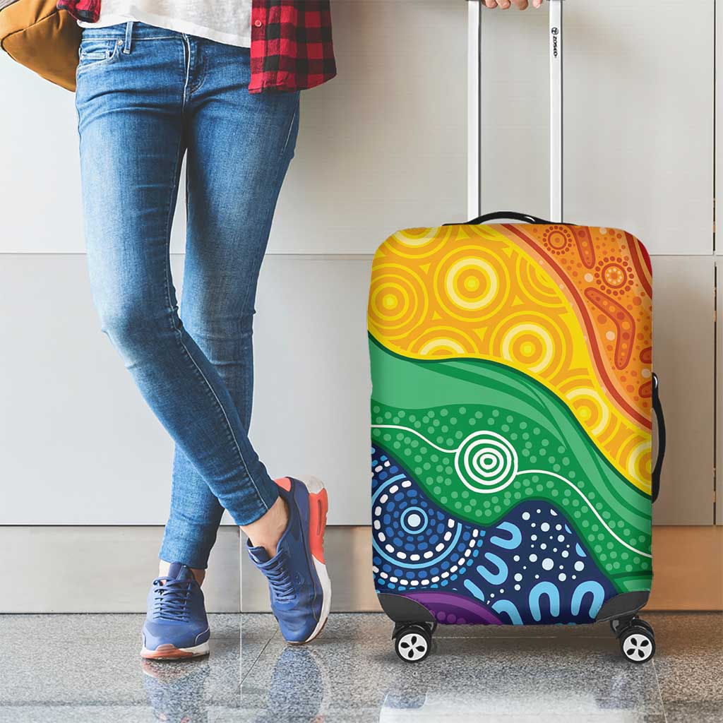 Australia First Nation LGBTQ+ Luggage Cover Aboriginal Rainbow Flag