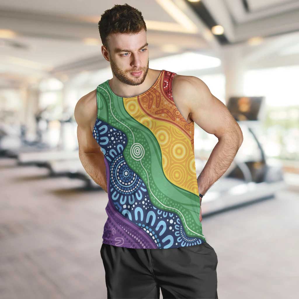 Australia First Nation LGBTQ+ Men Tank Top Aboriginal Rainbow Flag