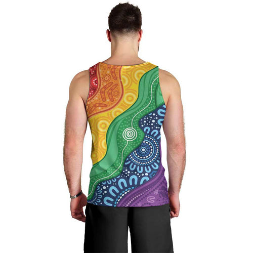Australia First Nation LGBTQ+ Men Tank Top Aboriginal Rainbow Flag