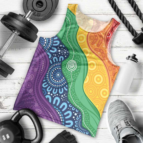 Australia First Nation LGBTQ+ Men Tank Top Aboriginal Rainbow Flag