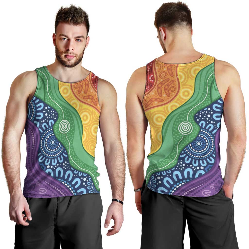 Australia First Nation LGBTQ+ Men Tank Top Aboriginal Rainbow Flag